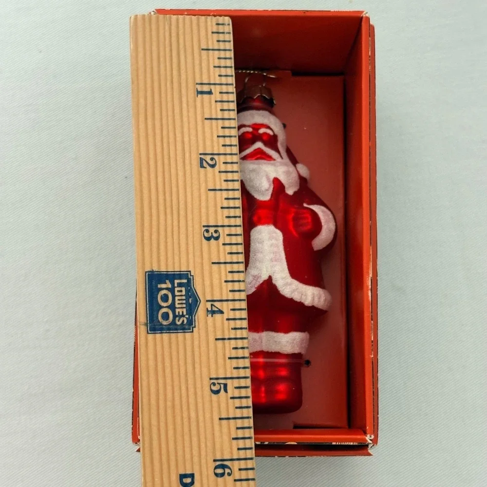 John Derian Target Santa Ornament Red New Glass Flocked Vintage Style Holiday